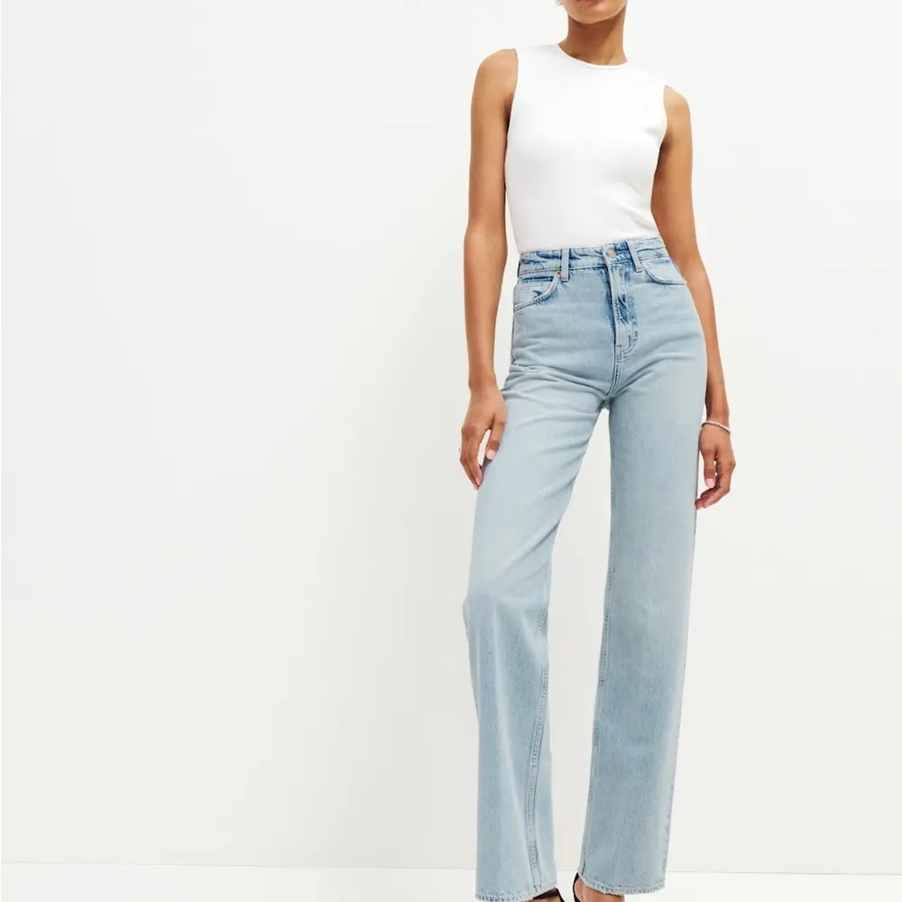 Reformation Wilder wide leg High Rise Long Denim Jeans Tenaya